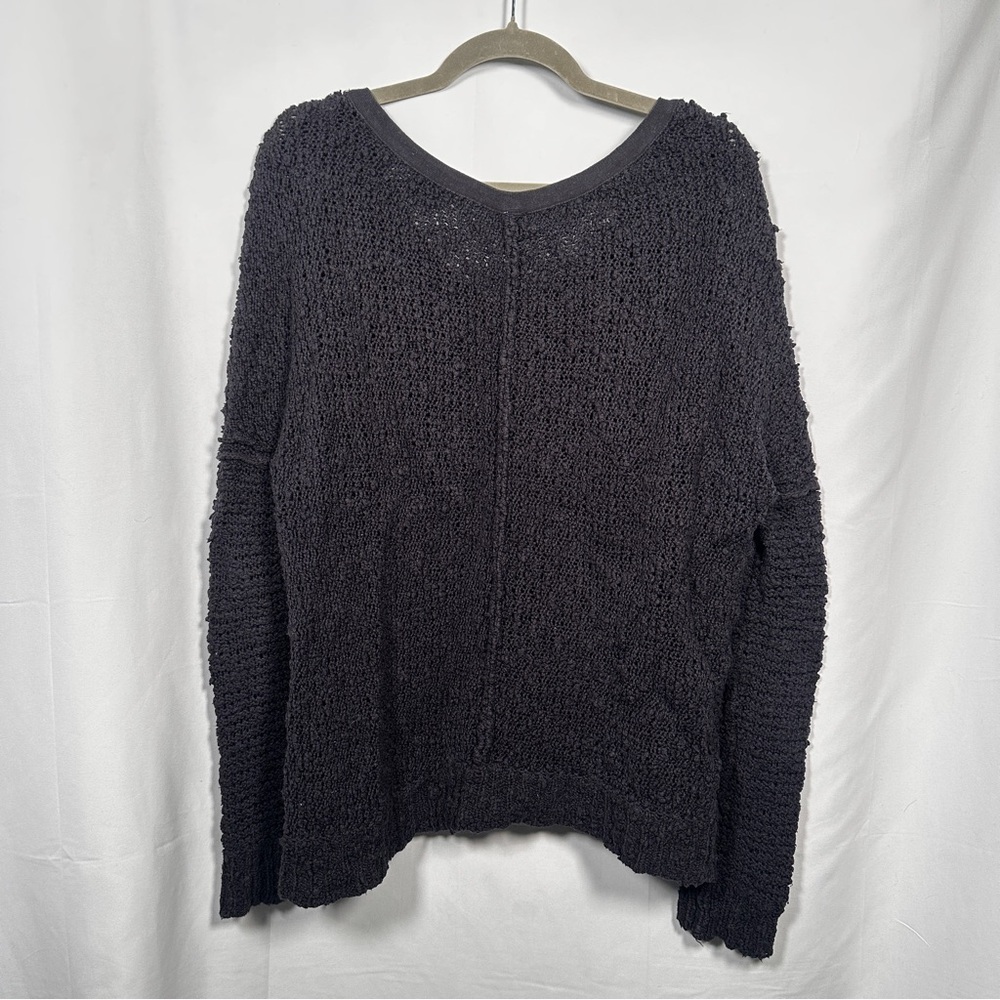 Free People Black Bouclé Textured Knit Sweater Oversized Slouchy Quiet Luxury Si - Picture 7 of 7